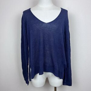 Eighteen68 Sweater Womens Medium Lightweight Linen Minimal Capsule Everyday Blue